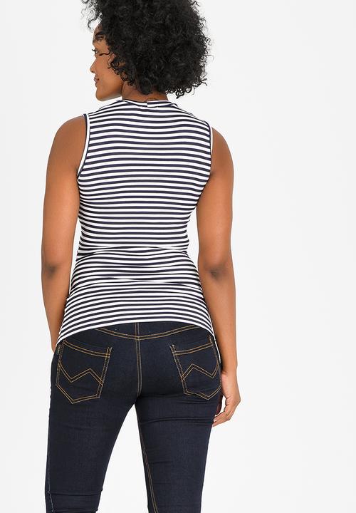 edit Maternity - High-Neck Top Navy & White