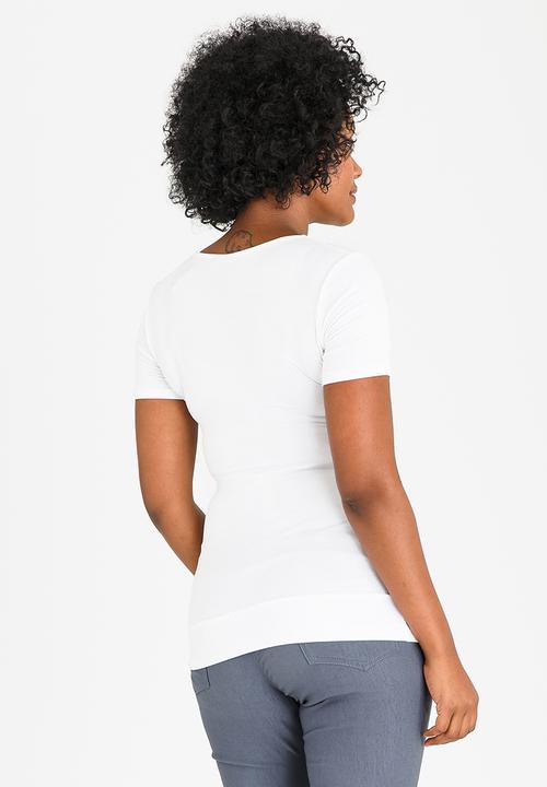 Cherry Melon - Basic Short Sleeve Wrap Front Top White
