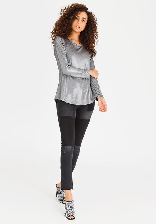 Kate Jordan - Shimmer Long Sleeve Top Silver