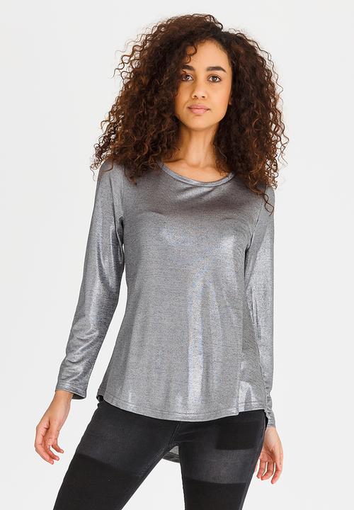 Kate Jordan - Shimmer Long Sleeve Top Silver