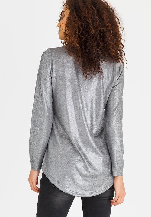 Kate Jordan - Shimmer Long Sleeve Top Silver