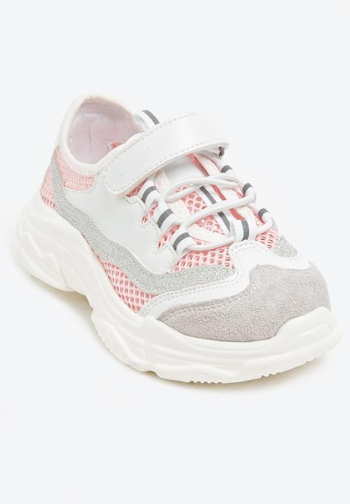 Pop Candy - Glitter mesh sneaker - pink & white 