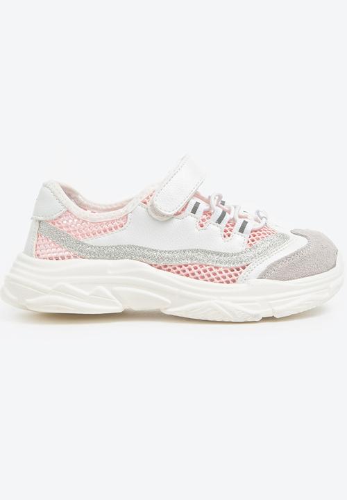 Pop Candy - Glitter mesh sneaker - pink & white 