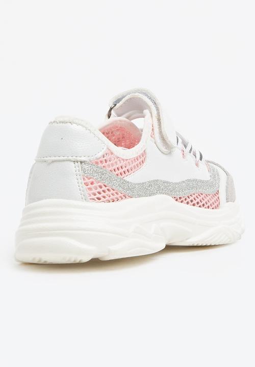 Pop Candy - Glitter mesh sneaker - pink & white 