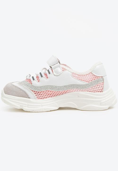 Pop Candy - Glitter mesh sneaker - pink & white 