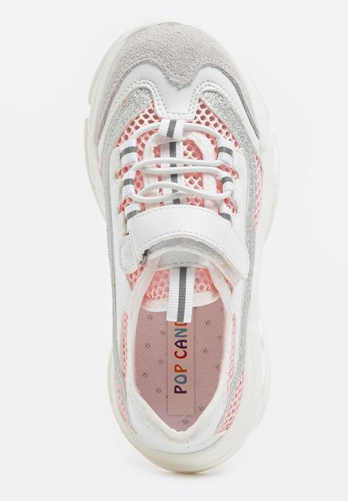 Pop Candy - Glitter mesh sneaker - pink & white 