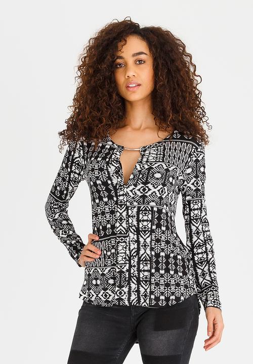 Kate Jordan - Rose Gold Trim Top Black and White