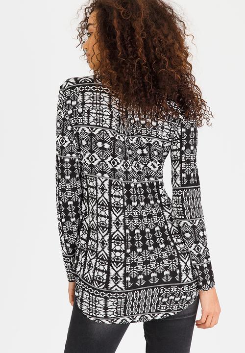 Kate Jordan - Rose Gold Trim Top Black and White