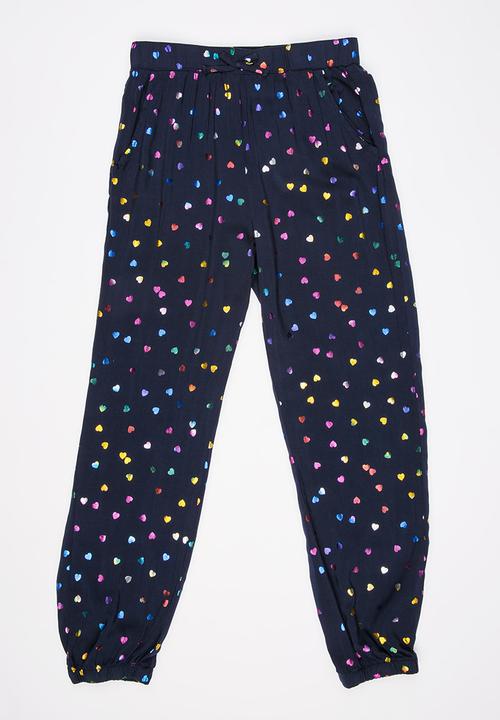 Pop Candy - Heart Print Pant Navy