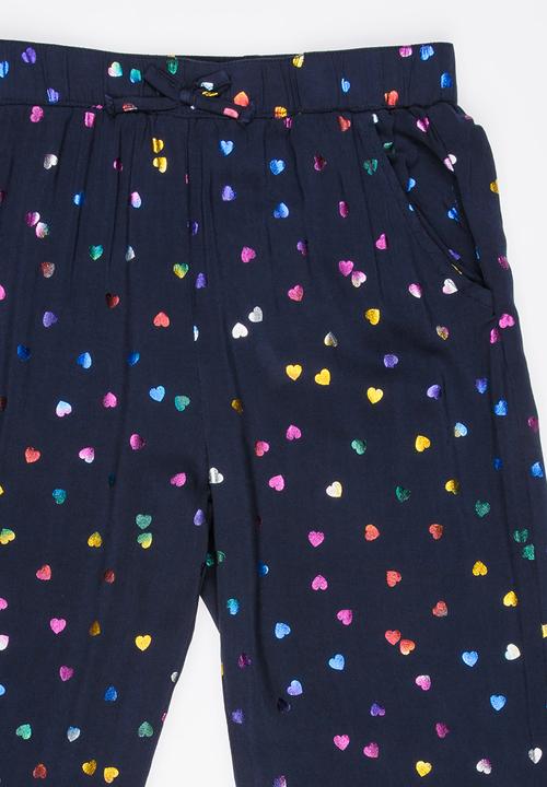 Pop Candy - Heart Print Pant Navy