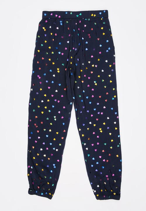 Pop Candy - Heart Print Pant Navy
