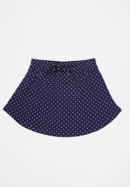 See-Saw - Knee Length Printed Knit Skirt Blue and White
