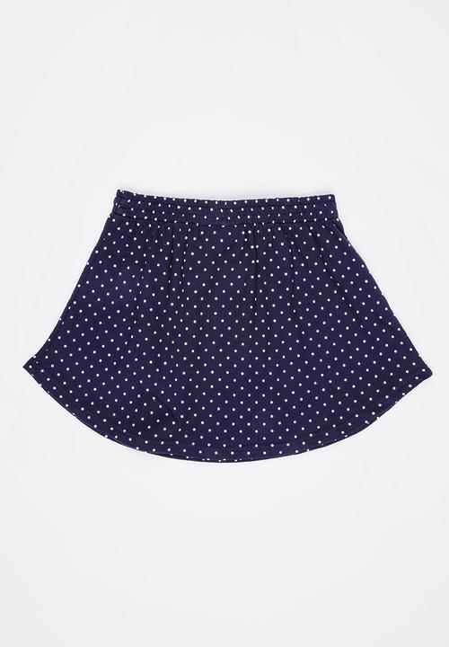 See-Saw - Knee Length Printed Knit Skirt Blue and White