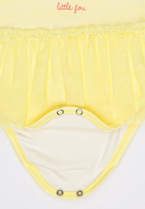 Baby Corner - Short Sleeve Tutu Bodysuit Dress Yellow