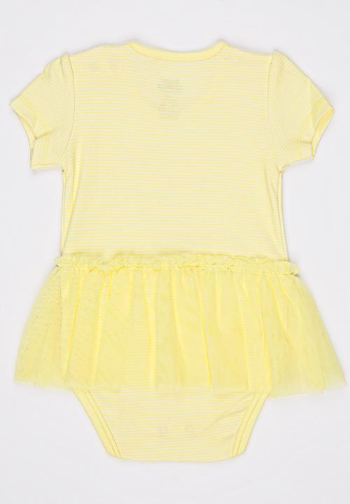 Baby Corner - Short Sleeve Tutu Bodysuit Dress Yellow