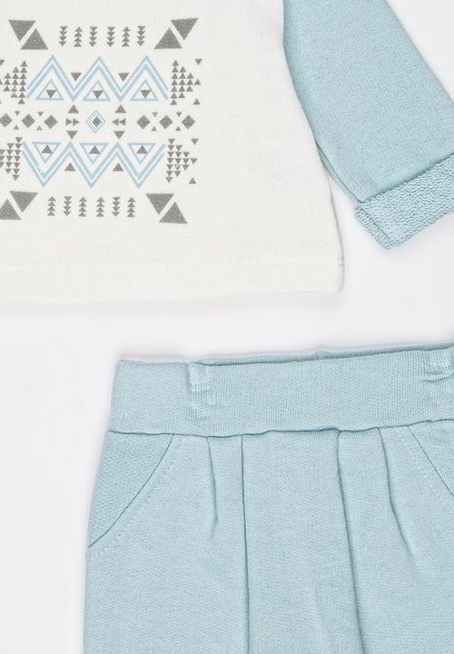 Baby Corner - French Terry Harem Pants Set Multi-colour