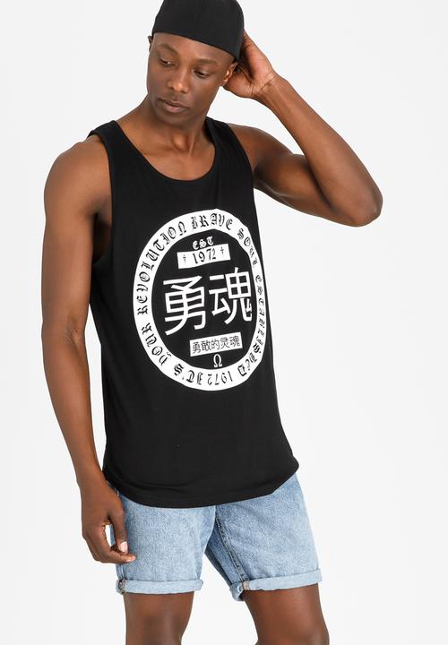 Brave Soul - Omega Asian Print Vest Black and White