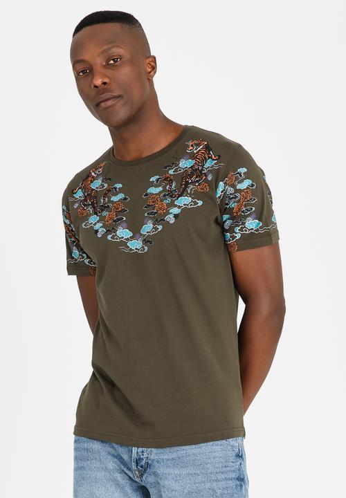 Brave Soul - Gozen Printed Tee Khaki Green