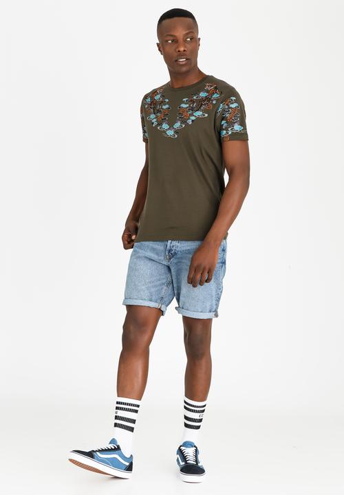 Brave Soul - Gozen Printed Tee Khaki Green