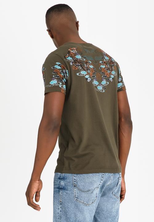 Brave Soul - Gozen Printed Tee Khaki Green