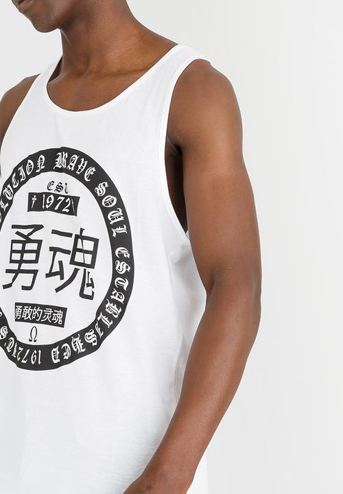 Brave Soul - Omega Asian Print Vest White
