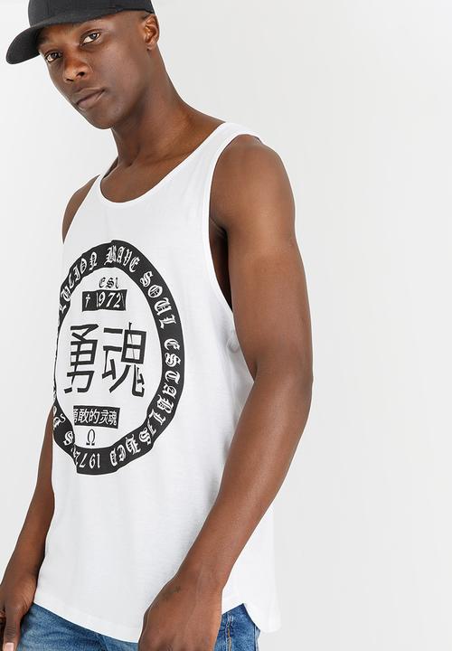 Brave Soul - Omega Asian Print Vest White