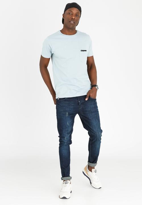 Brave Soul - Faustianh Zip Pocket Tee Pale Blue