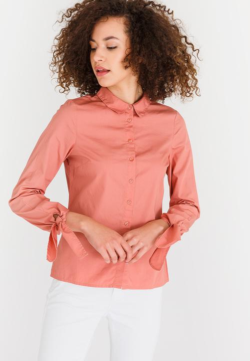 Vero Moda - Rome Embroidered Long Sleeve Shirt Peach