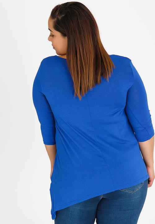 edit Plus - Layered 3/4 Sleeve Top Blue