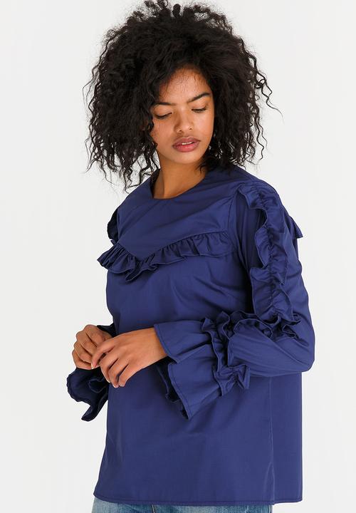 STYLE REPUBLIC - Frill Detail Blouse Navy