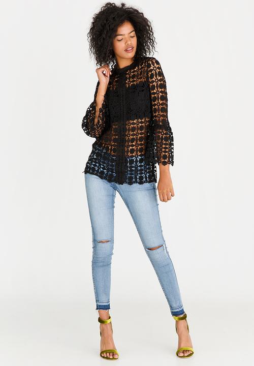 Revenge - Lace Detail Top Black
