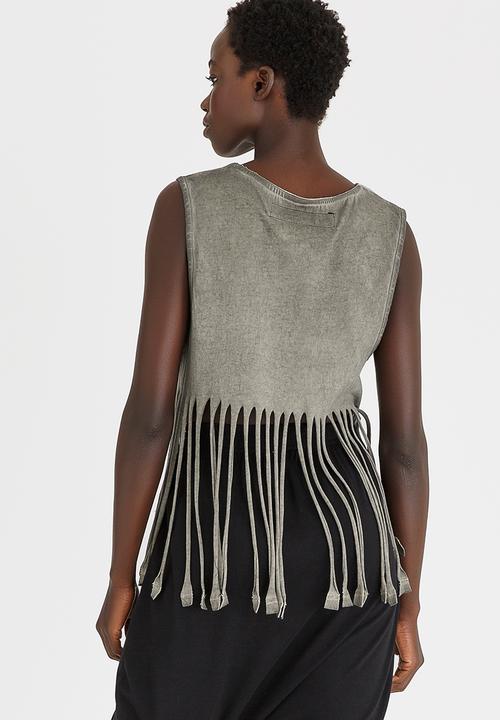 Vintage Zionist - Tassel Tank Khaki Green