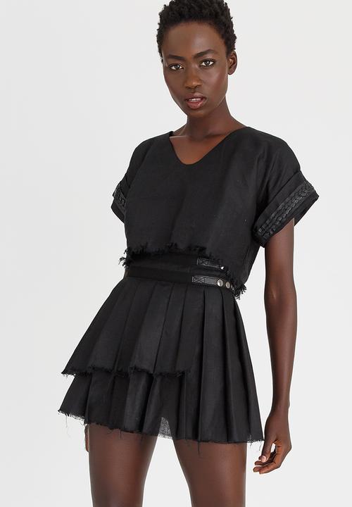 Vintage Zionist - Cropped Plaited Top Black