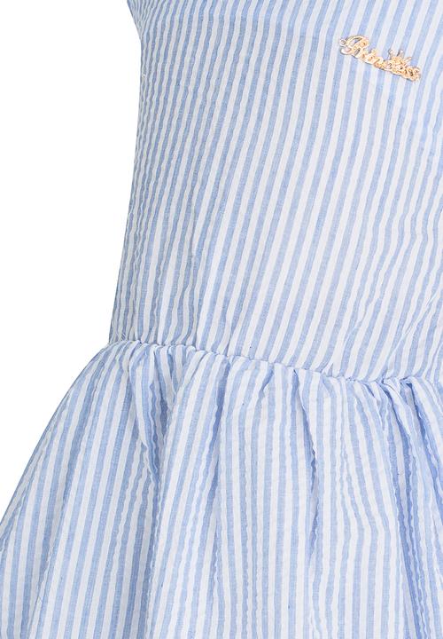 Pop Candy - Stripe Dress With Bow Detail Pale Blue