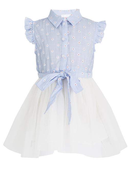 Pop Candy - Combo Dress Blue and White