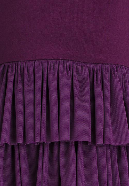 See-Saw - Tiered Mesh Dress Dark Purple