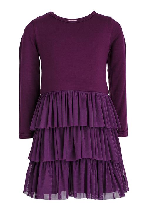 See-Saw - Tiered Mesh Dress Dark Purple