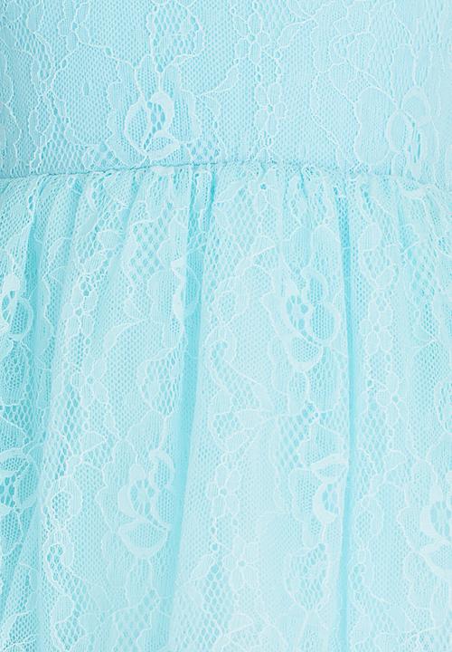 Pop Candy - Lace Detail  Dress Mid Blue