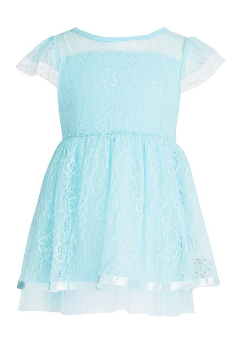 Pop Candy - Lace Detail  Dress Mid Blue