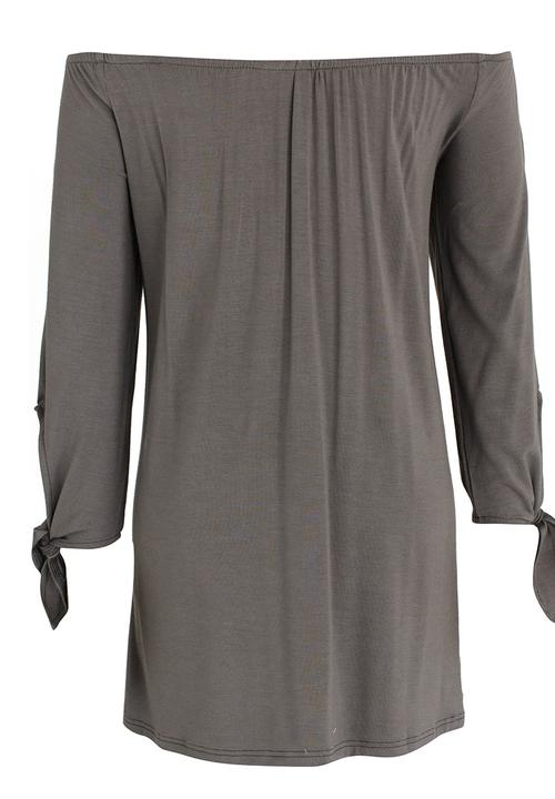 Rebel Republic - 3/4 Cotton Knit Dress Dark Grey