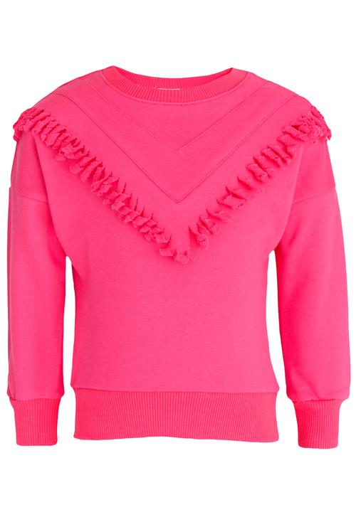 Pop Candy - Sweat Top With Fringing Detail Dark Pink
