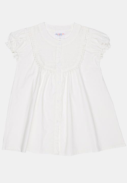 Pop Candy - Button Detail Blouse White