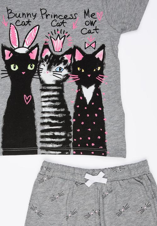 Soobe - Knitted Top And Pants Set Grey