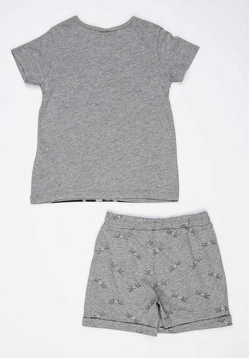 Soobe - Knitted Top And Pants Set Grey