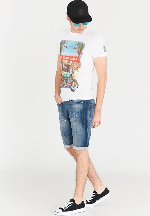 Brave Soul - Groove Printed Tee White
