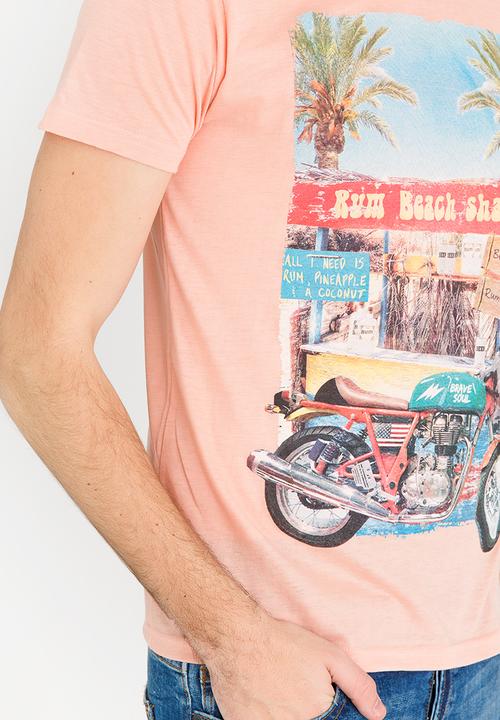 Brave Soul - Groove Printed Tee Peach