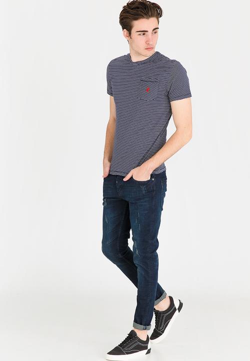 POLO - Fine Stripe T Shirt Navy