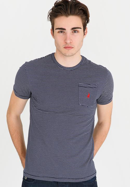 POLO - Fine Stripe T Shirt Navy