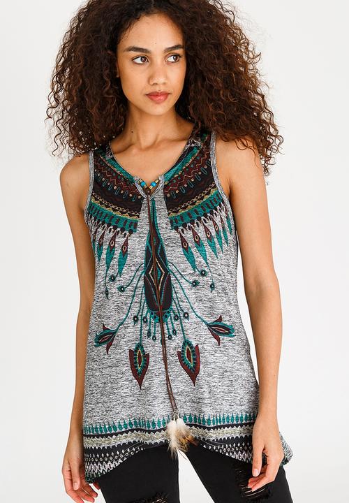 Revenge - Boho Sleeveless Top Grey