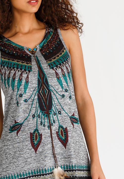 Revenge - Boho Sleeveless Top Grey